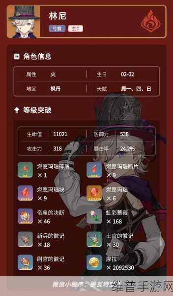 原神林尼突破材料全解析及趣味玩法探索