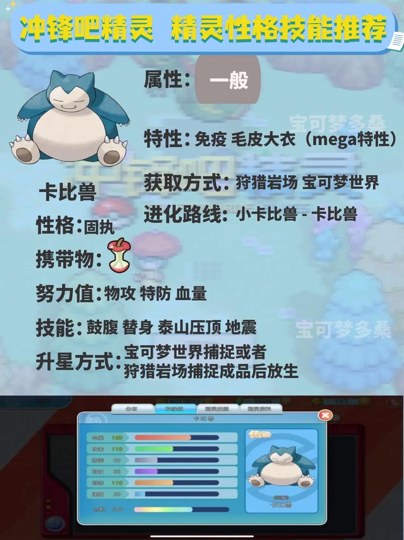 口袋妖怪重制卡比兽全面解析,萌宠巨兽的养成与战斗之旅
