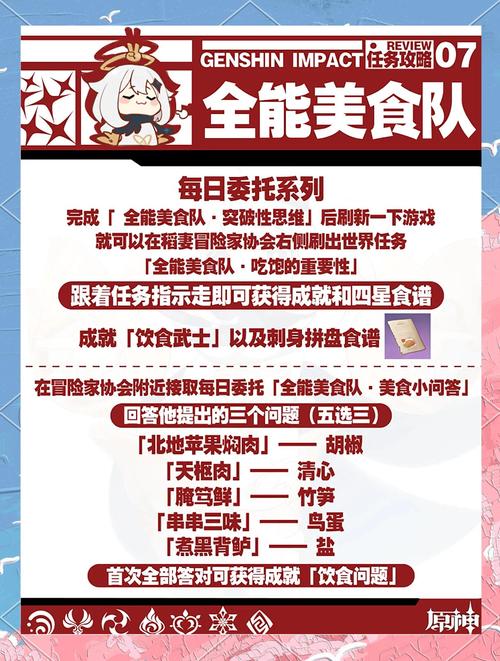 原神全能美食队系列任务流程攻略,解锁美食与冒险的双重乐趣!