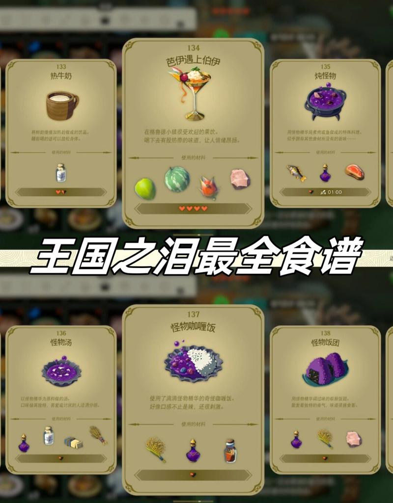 塞尔达传说王国之泪食谱大全揭秘,烹饪冒险与奇幻探索的完美融合