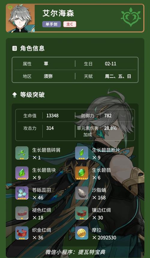 原神艾尔海森武器和圣遗物搭配全攻略,解锁草元素主C的极致输出!