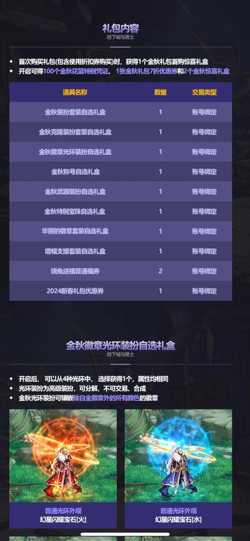 地下城与勇士手游金秋礼包发布时间及玩法详解