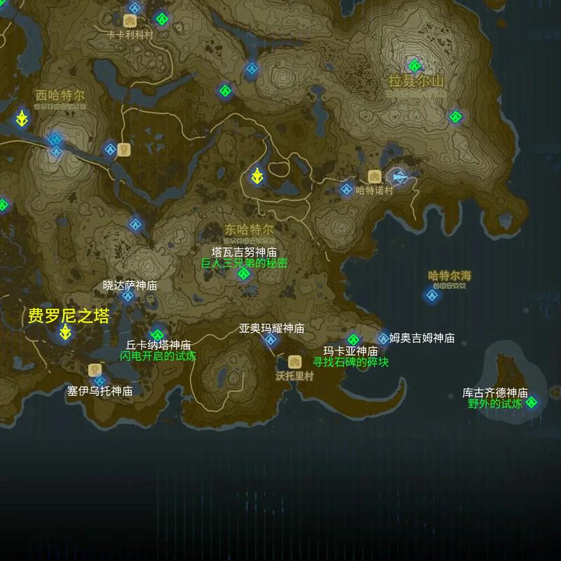 塞尔达传说，旷野之息探索之旅，揭秘四座神庙的交汇处