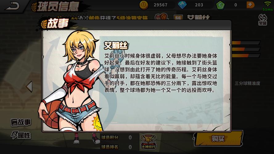 街头篮球手游SG球员艾莉丝,三分球王者能否被防守?深度解析与趣味玩法揭秘
