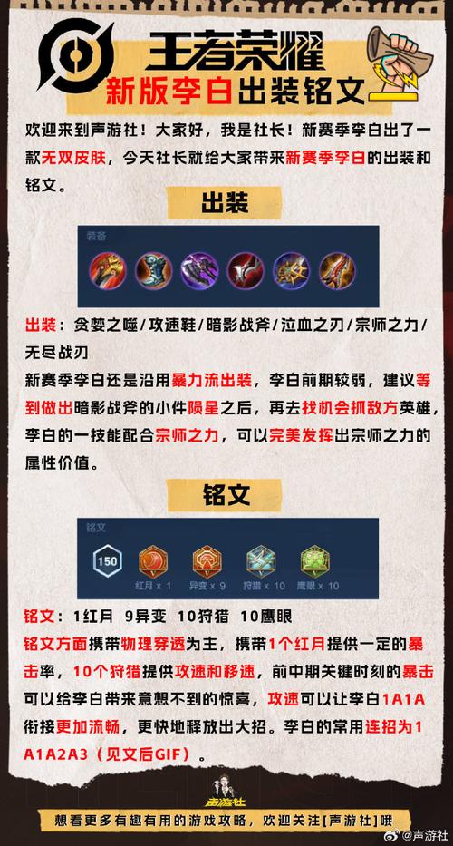 王者荣耀李白最强输出出装攻略,解锁刺客之王的极致伤害!