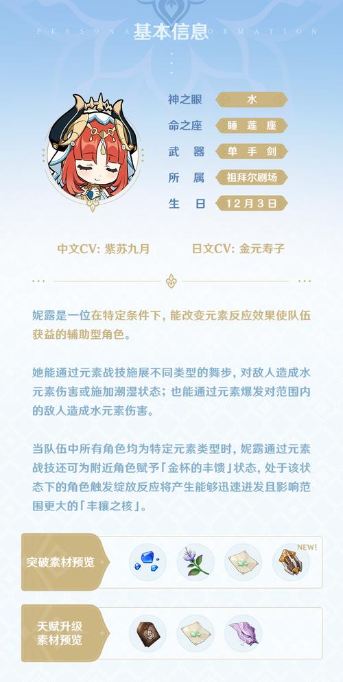 原神妮露毕业属性面板大揭秘,打造最强舞娘,实战与养成全攻略