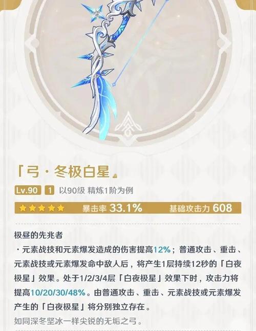 原神冬极白星突破材料全解析，探索武器升级新乐趣！